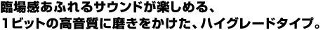 �Տꊴ���ӂ��T�E���h���y���߂�A1�r�b�g�̍������ɖ������������A�n�C�O���[�h�^�C�v�B